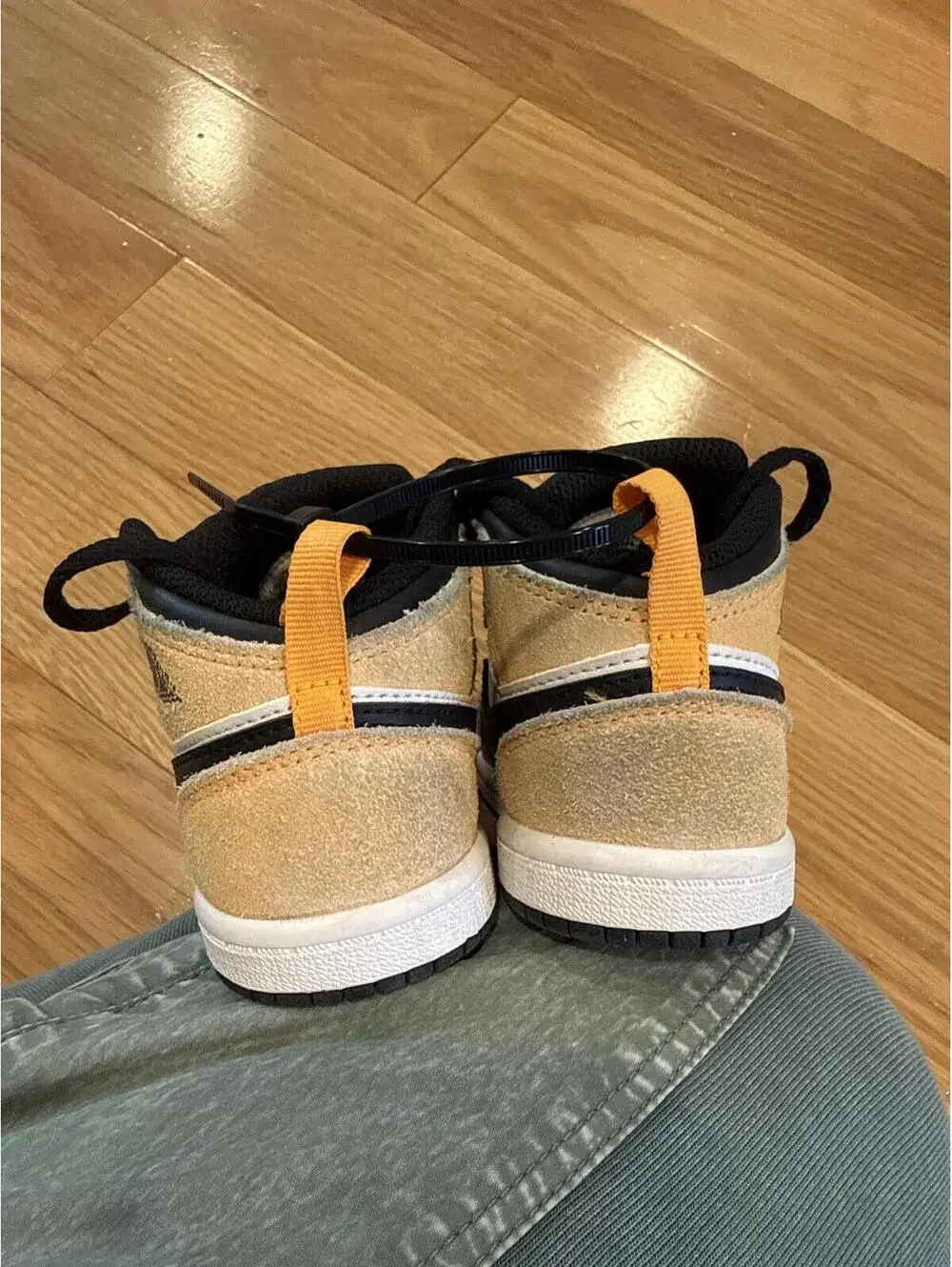 Nike Air Jordan 1 Mid Toddler Shoes - White, Black, and Tan Suede